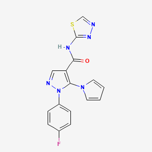 molecular formula C16H11FN6OS B14935846 1-(4-fluorophenyl)-5-(1H-pyrrol-1-yl)-N-(1,3,4-thiadiazol-2-yl)-1H-pyrazole-4-carboxamide 