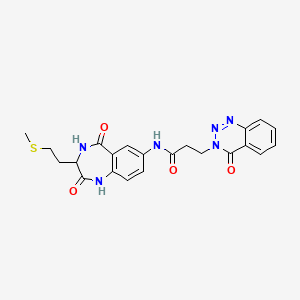 molecular formula C22H22N6O4S B14935858 N-{3-[2-(methylsulfanyl)ethyl]-2,5-dioxo-2,3,4,5-tetrahydro-1H-1,4-benzodiazepin-7-yl}-3-(4-oxo-1,2,3-benzotriazin-3(4H)-yl)propanamide 