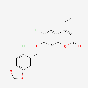 molecular formula C20H16Cl2O5 B14935885 6-chloro-7-[(6-chloro-1,3-benzodioxol-5-yl)methoxy]-4-propyl-2H-chromen-2-one 