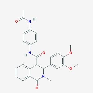 molecular formula C27H27N3O5 B14935900 N-[4-(acetylamino)phenyl]-3-(3,4-dimethoxyphenyl)-2-methyl-1-oxo-1,2,3,4-tetrahydroisoquinoline-4-carboxamide 