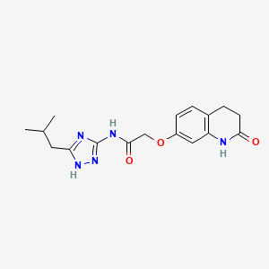 molecular formula C17H21N5O3 B14935938 2-[(2-hydroxy-3,4-dihydroquinolin-7-yl)oxy]-N-[5-(2-methylpropyl)-1H-1,2,4-triazol-3-yl]acetamide 