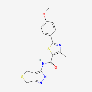 molecular formula C18H18N4O2S2 B14935971 2-(4-methoxyphenyl)-4-methyl-N-(2-methyl-2,6-dihydro-4H-thieno[3,4-c]pyrazol-3-yl)-1,3-thiazole-5-carboxamide 