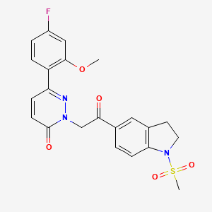 molecular formula C22H20FN3O5S B14936043 6-(4-fluoro-2-methoxyphenyl)-2-{2-[1-(methylsulfonyl)-2,3-dihydro-1H-indol-5-yl]-2-oxoethyl}pyridazin-3(2H)-one 