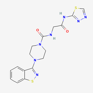 molecular formula C16H17N7O2S2 B14936073 4-(1,2-benzothiazol-3-yl)-N-[2-oxo-2-(1,3,4-thiadiazol-2-ylamino)ethyl]piperazine-1-carboxamide 