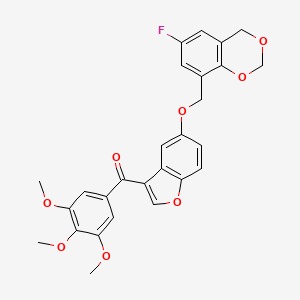 {5-[(6-fluoro-4H-1,3-benzodioxin-8-yl)methoxy]-1-benzofuran-3-yl}(3,4,5-trimethoxyphenyl)methanone