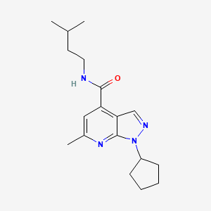 molecular formula C18H26N4O B14936181 1-cyclopentyl-6-methyl-N-(3-methylbutyl)-1H-pyrazolo[3,4-b]pyridine-4-carboxamide 