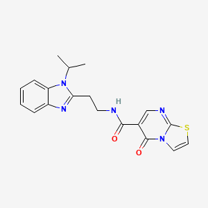 molecular formula C19H19N5O2S B14936206 5-oxo-N-{2-[1-(propan-2-yl)-1H-benzimidazol-2-yl]ethyl}-5H-[1,3]thiazolo[3,2-a]pyrimidine-6-carboxamide 