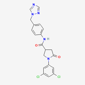 molecular formula C20H17Cl2N5O2 B14936236 1-(3,5-dichlorophenyl)-5-oxo-N-[4-(1H-1,2,4-triazol-1-ylmethyl)phenyl]pyrrolidine-3-carboxamide 