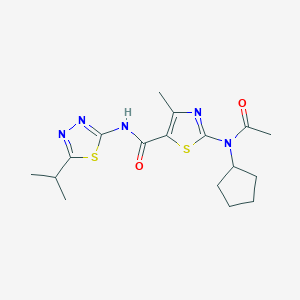 molecular formula C17H23N5O2S2 B14936350 2-[acetyl(cyclopentyl)amino]-4-methyl-N-[(2E)-5-(propan-2-yl)-1,3,4-thiadiazol-2(3H)-ylidene]-1,3-thiazole-5-carboxamide 