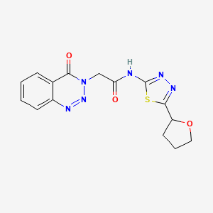 2-(4-oxo-1,2,3-benzotriazin-3(4H)-yl)-N-[(2E)-5-(tetrahydrofuran-2-yl)-1,3,4-thiadiazol-2(3H)-ylidene]acetamide