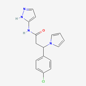 molecular formula C16H15ClN4O B14936414 3-(4-Chlorophenyl)-N-(1H-pyrazol-3-YL)-3-(1H-pyrrol-1-YL)propanamide 