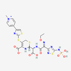 (2R)-2-[(R)-Carboxy-[[(2Z)-2-ethoxyimino-2-[5-(phosphonoamino)-1,2,4-thiadiazol-3-yl]acetyl]amino]methyl]-5-[[4-(1-methylpyridin-1-ium-4-yl)-1,3-thiazol-2-yl]sulfanyl]-3,6-dihydro-2H-1,3-thiazine-4-carboxylate