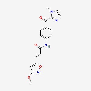 molecular formula C18H18N4O4 B14936429 3-(3-methoxy-1,2-oxazol-5-yl)-N-{4-[(1-methyl-1H-imidazol-2-yl)carbonyl]phenyl}propanamide 