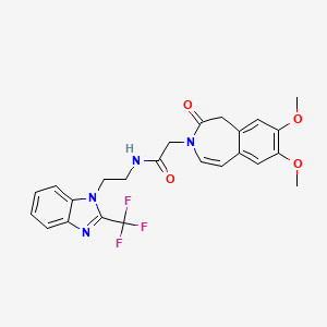 molecular formula C24H23F3N4O4 B14936468 2-(7,8-dimethoxy-2-oxo-1,2-dihydro-3H-3-benzazepin-3-yl)-N-{2-[2-(trifluoromethyl)-1H-benzimidazol-1-yl]ethyl}acetamide 