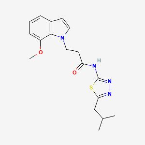 molecular formula C18H22N4O2S B14936496 3-(7-methoxy-1H-indol-1-yl)-N-[5-(2-methylpropyl)-1,3,4-thiadiazol-2-yl]propanamide 