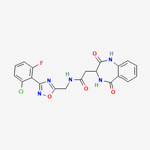 N-{[3-(2-Chloro-6-fluorophenyl)-1,2,4-oxadiazol-5-YL]methyl}-2-(2,5-dioxo-2,3,4,5-tetrahydro-1H-1,4-benzodiazepin-3-YL)acetamide