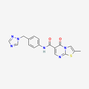 molecular formula C17H14N6O2S B14936618 2-methyl-5-oxo-N-[4-(1H-1,2,4-triazol-1-ylmethyl)phenyl]-5H-[1,3]thiazolo[3,2-a]pyrimidine-6-carboxamide 