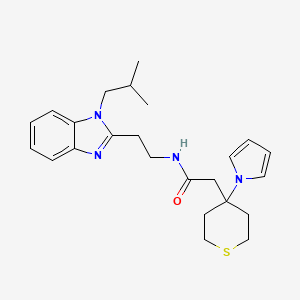 N-{2-[1-(2-methylpropyl)-1H-benzimidazol-2-yl]ethyl}-2-[4-(1H-pyrrol-1-yl)tetrahydro-2H-thiopyran-4-yl]acetamide