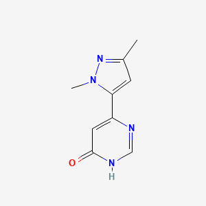 molecular formula C9H10N4O B1493671 6-(1,3-dimethyl-1H-pyrazol-5-yl)pyrimidin-4-ol CAS No. 2092664-94-1