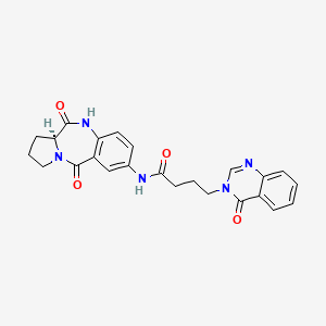 molecular formula C24H23N5O4 B14936722 N-[(11aS)-11-hydroxy-5-oxo-2,3,5,11a-tetrahydro-1H-pyrrolo[2,1-c][1,4]benzodiazepin-7-yl]-4-(4-oxoquinazolin-3(4H)-yl)butanamide 