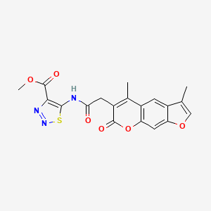 methyl 5-{[(3,5-dimethyl-7-oxo-7H-furo[3,2-g]chromen-6-yl)acetyl]amino}-1,2,3-thiadiazole-4-carboxylate