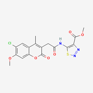 methyl 5-{[(6-chloro-7-methoxy-4-methyl-2-oxo-2H-chromen-3-yl)acetyl]amino}-1,2,3-thiadiazole-4-carboxylate