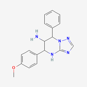 molecular formula C18H19N5O B1493675 5-(4-甲氧基苯基)-7-苯基-4,5,6,7-四氢[1,2,4]三唑并[1,5-a]嘧啶-6-胺 CAS No. 1217728-23-8