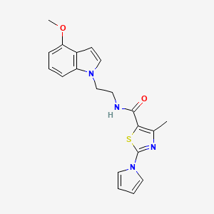 molecular formula C20H20N4O2S B14936751 N-[2-(4-methoxy-1H-indol-1-yl)ethyl]-4-methyl-2-(1H-pyrrol-1-yl)-1,3-thiazole-5-carboxamide 