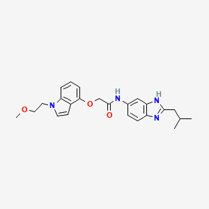 molecular formula C24H28N4O3 B14936755 2-{[1-(2-methoxyethyl)-1H-indol-4-yl]oxy}-N-[2-(2-methylpropyl)-1H-benzimidazol-6-yl]acetamide 