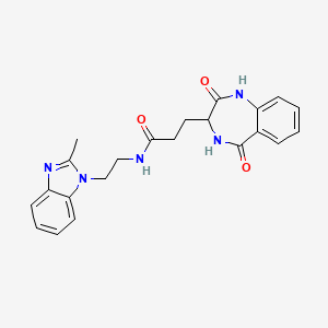 molecular formula C22H23N5O3 B14936805 3-(2,5-dioxo-2,3,4,5-tetrahydro-1H-1,4-benzodiazepin-3-yl)-N-[2-(2-methyl-1H-benzimidazol-1-yl)ethyl]propanamide 