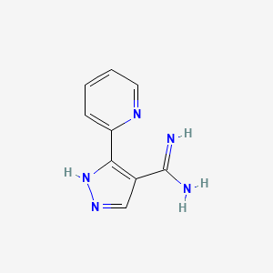 molecular formula C9H9N5 B1493682 3-(pyridin-2-yl)-1H-pyrazole-4-carboximidamide CAS No. 2098077-14-4