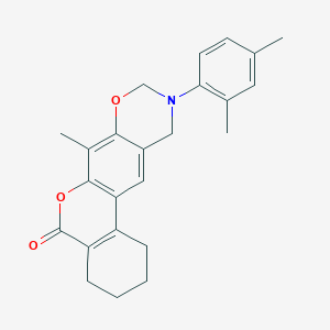 10-(2,4-dimethylphenyl)-7-methyl-1,2,3,4,10,11-hexahydro-5H,9H-benzo[3,4]chromeno[6,7-e][1,3]oxazin-5-one