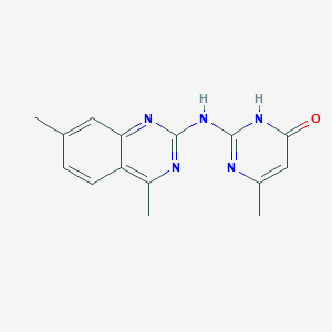 molecular formula C15H15N5O B1493689 2-[(4,7-dimethylquinazolin-2-yl)amino]-6-methylpyrimidin-4(3H)-one CAS No. 332074-12-1