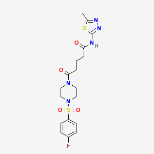 molecular formula C18H22FN5O4S2 B14936896 5-{4-[(4-fluorophenyl)sulfonyl]piperazin-1-yl}-N-[(2E)-5-methyl-1,3,4-thiadiazol-2(3H)-ylidene]-5-oxopentanamide 