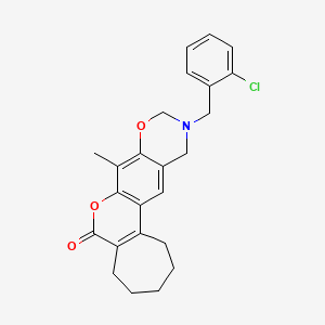 11-(2-chlorobenzyl)-8-methyl-2,3,4,5,11,12-hexahydro-10H-cyclohepta[3,4]chromeno[6,7-e][1,3]oxazin-6(1H)-one