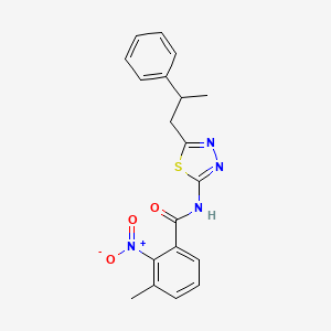 3-methyl-2-nitro-N-[5-(2-phenylpropyl)-1,3,4-thiadiazol-2-yl]benzamide