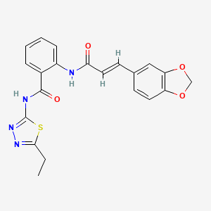 molecular formula C21H18N4O4S B14937027 2-{[(2E)-3-(1,3-benzodioxol-5-yl)prop-2-enoyl]amino}-N-(5-ethyl-1,3,4-thiadiazol-2-yl)benzamide 