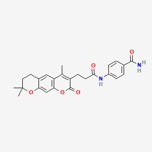 molecular formula C25H26N2O5 B14937042 4-{[3-(4,8,8-trimethyl-2-oxo-7,8-dihydro-2H,6H-pyrano[3,2-g]chromen-3-yl)propanoyl]amino}benzamide 