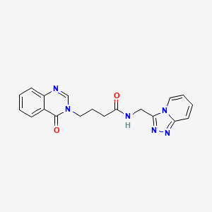 molecular formula C19H18N6O2 B14937057 4-(4-oxoquinazolin-3(4H)-yl)-N-([1,2,4]triazolo[4,3-a]pyridin-3-ylmethyl)butanamide 