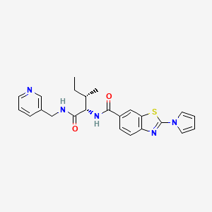 molecular formula C24H25N5O2S B14937079 N-{(2S)-3-methyl-1-oxo-1-[(pyridin-3-ylmethyl)amino]pentan-2-yl}-2-(1H-pyrrol-1-yl)-1,3-benzothiazole-6-carboxamide 