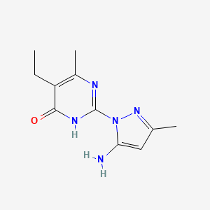molecular formula C11H15N5O B1493711 2-(5-amino-3-methyl-1H-pyrazol-1-yl)-5-ethyl-6-methylpyrimidin-4(3H)-one CAS No. 79871-77-5