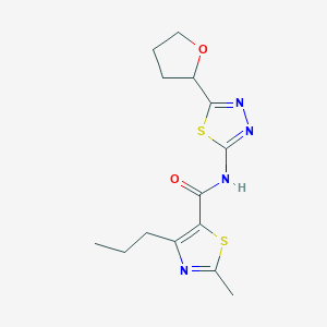 molecular formula C14H18N4O2S2 B14937115 2-methyl-4-propyl-N-(5-(tetrahydrofuran-2-yl)-1,3,4-thiadiazol-2-yl)thiazole-5-carboxamide 