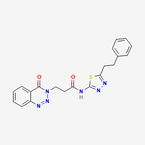 molecular formula C20H18N6O2S B14937230 3-(4-oxo-1,2,3-benzotriazin-3(4H)-yl)-N-[(2Z)-5-(2-phenylethyl)-1,3,4-thiadiazol-2(3H)-ylidene]propanamide 