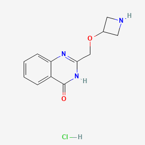 molecular formula C12H14ClN3O2 B1493727 2-((azetidin-3-yloxy)methyl)quinazolin-4(3H)-one hydrochloride CAS No. 2098096-49-0