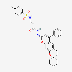 4-Methyl-N-[2-(N'-{6'-phenyl-4',8'-dihydro-3'H-spiro[cyclohexane-1,2'-pyrano[3,2-G]chromen]-8'-ylidene}hydrazinecarbonyl)ethyl]benzene-1-sulfonamide