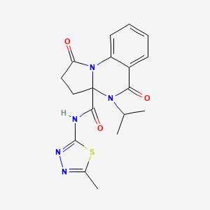 molecular formula C18H19N5O3S B14937292 N-[(2Z)-5-methyl-1,3,4-thiadiazol-2(3H)-ylidene]-1,5-dioxo-4-(propan-2-yl)-2,3,4,5-tetrahydropyrrolo[1,2-a]quinazoline-3a(1H)-carboxamide 