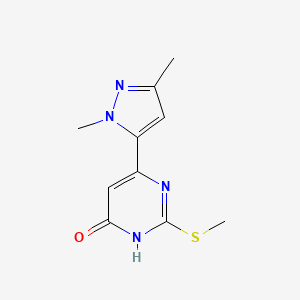 molecular formula C10H12N4OS B1493735 6-(1,3-dimethyl-1H-pyrazol-5-yl)-2-(methylthio)pyrimidin-4(3H)-one CAS No. 2097962-57-5