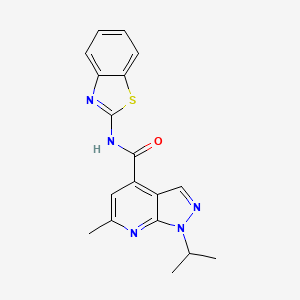 molecular formula C18H17N5OS B14937443 N-(1,3-benzothiazol-2-yl)-6-methyl-1-(propan-2-yl)-1H-pyrazolo[3,4-b]pyridine-4-carboxamide 