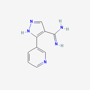 molecular formula C9H9N5 B1493758 3-(pyridin-3-yl)-1H-pyrazole-4-carboximidamide CAS No. 2098143-81-6