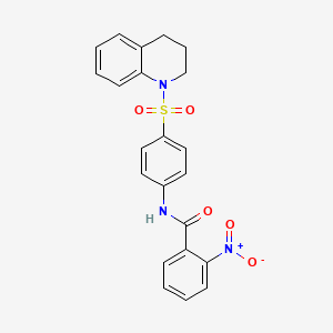 molecular formula C22H19N3O5S B14937604 N-[4-(3,4-dihydroquinolin-1(2H)-ylsulfonyl)phenyl]-2-nitrobenzamide 